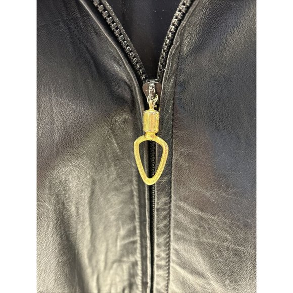 STAVROS New York Womens Black Leather Jacket with Mink Trim Size 4 Mid Length - Picture 3 of 11